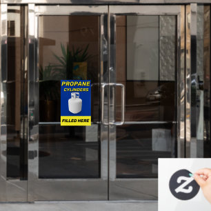Logo des Shops anpassen Propanzylinder hier befüll Fensteraufkleber