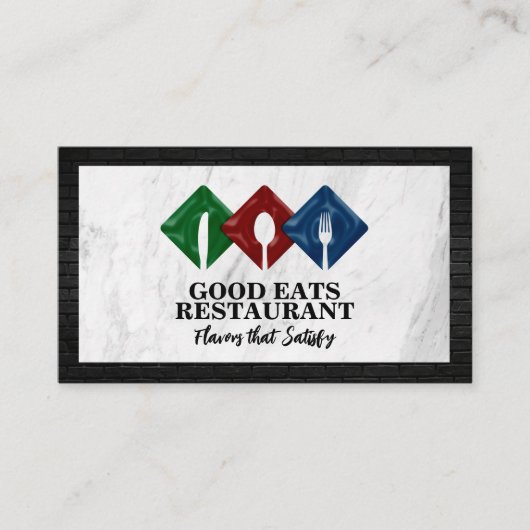 Logo des Silverware-Restaurants | Marmor | Ziegel Visitenkarte (Vorderseite)