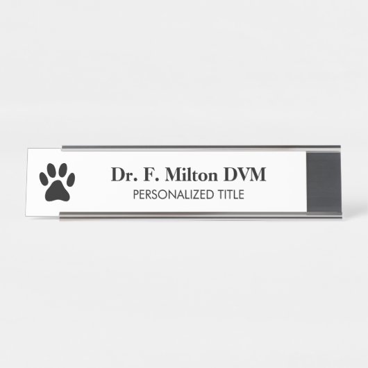 Logo des Tierarztes auf dem Metallschreibtisch Schreibtischnamensplakette (Vorderseite )