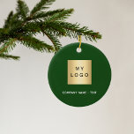 Logo des Unternehmens Emerald Green Keramik Ornament<br><div class="desc">Ein klassischer smaragdgrüner Hintergrund. Personalisieren und fügen Sie Ihr Unternehmen,  Firmenlogo und einen Text. Wenn Sie die Datei ohne Text gewollt haben,  löschen Sie sie mit der Backspace-Taste.</div>