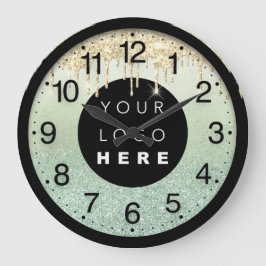 Logo des Unternehmens Glitzer Metalic Blush Tropfe Große Wanduhr