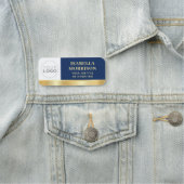 Logo des Unternehmens "Mitarbeiter-ID" Navy Gold B Namensschild (Beispiel)