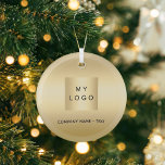 Logo des Unternehmens Ornament Aus Glas<br><div class="desc">Ein Imitat goldener Hintergrund. Personalisieren und fügen Sie Ihr Unternehmen,  Firmenlogo und einen Text. Wenn Sie die Datei ohne Text gewollt haben,  löschen Sie sie mit der Backspace-Taste.</div>