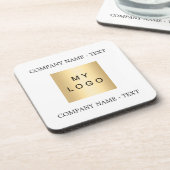 Logo des Unternehmens Slogan Markenfarbe Getränkeuntersetzer (Linke Seite)