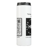 Logo des Unternehmens White Minimalistisch QR Thermosbecher (Rückseite)