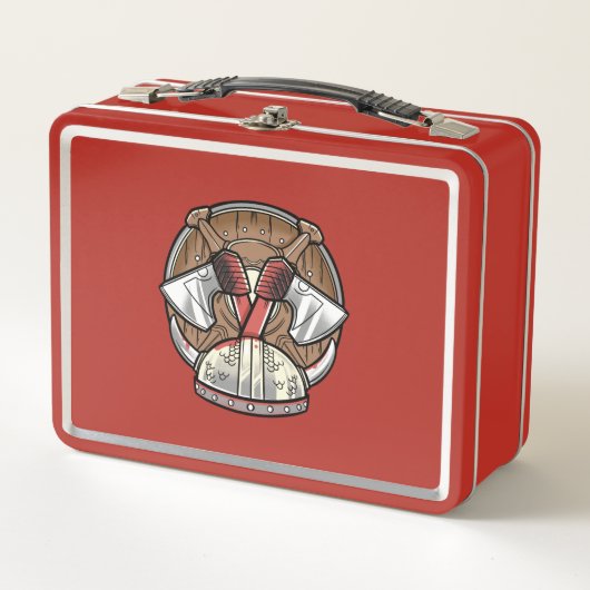 Logo des Viking Shield-Cartoon Metall Brotdose (Vorderseite)
