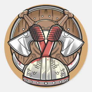 Logo des Viking Shield-Cartoon Runder Aufkleber