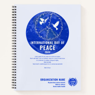 Logo des Weltfriedentags "Dove Weltfrieden Earth D Notizblock