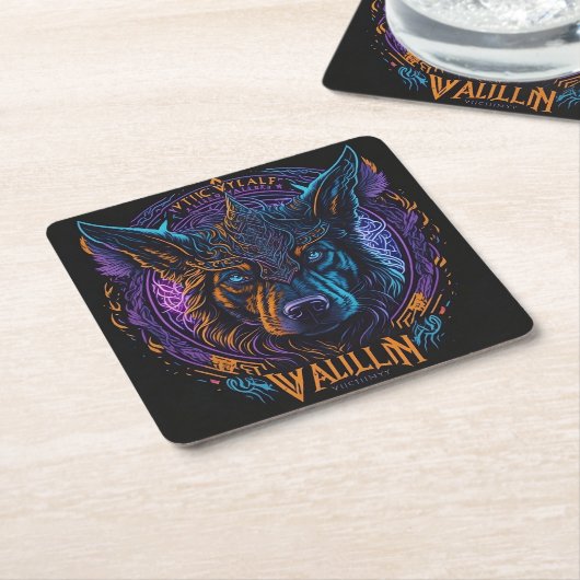 Logo des Wikinger-Kopfes Rechteckiger Pappuntersetzer (angewinkelt)