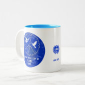 Logo des World Peace Sign Dods Weltfrieden Day Zweifarbige Tasse (Vorderseite Links)