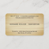 Logo des Zimmermanns rustikale Holzkörner beruflic Visitenkarte (Rückseite)