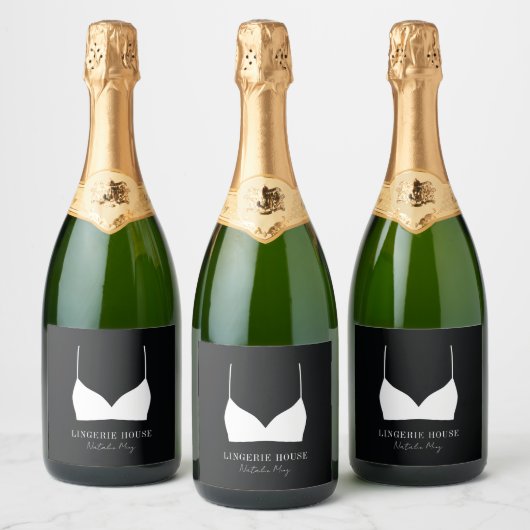 Logo-Design für die Schwarz-weiße Boutique Schaumweinetikett (Flaschen)