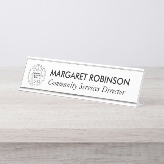 LOGO-DESK-NAMEN-PLATTE DES personalisierten UNTERN Schreibtischnamensplakette (Vorderseite )