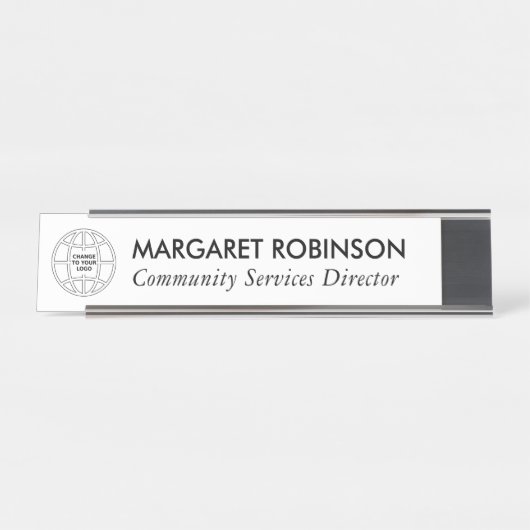 LOGO-DESK-NAMEN-PLATTE DES personalisierten UNTERN Schreibtischnamensplakette (Vorderseite )