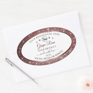 Logo-Diamanten für das White Burgundy Glitzer Ovaler Aufkleber