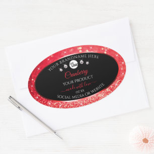 Logo-Diamanten für Produkte in Schwarz und Rot Gli Ovaler Aufkleber