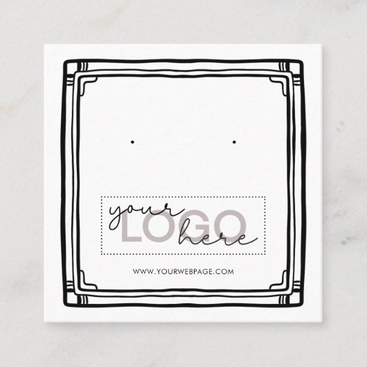 Logo Doodle Stud Earring Square Card 06 Small Pack Telefonnummerkarte (Vorderseite)