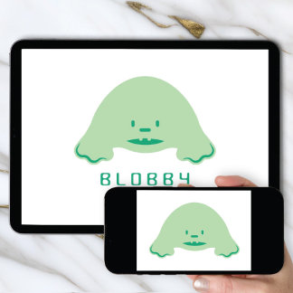 Logo Download Blob Character Brand | Fun Mascot Einladung