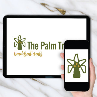 Logo Download Coconut Palm Tree Tropical Brand Einladung