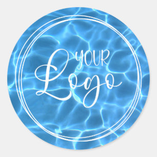 Logo Drei weiße Runden Aqua Blue Pool Runder Aufkleber