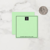 Logo Dünne Grenze Personalisiert hellgrün Elegant Mitteilungskarte (Vorderseite/Rückseite Beispiel)