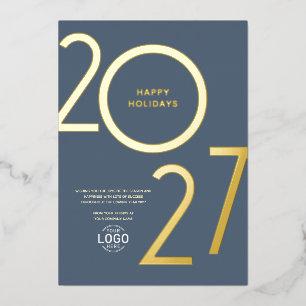 Logo Dusty Blue Geschäft Festtags Gold 2027 Karte