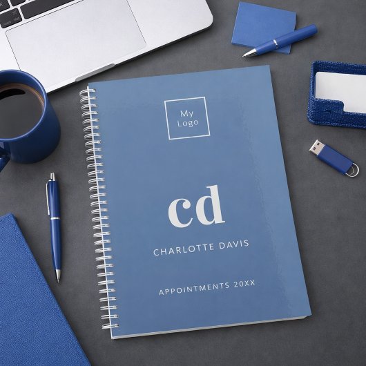 Logo-Dusty Blue Monogram Initials Business 2026 Planer