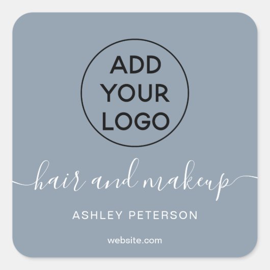 Logo dusty blue simple typography haeup quadratischer aufkleber (Vorderseite)