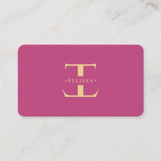 Logo E Monogram Modern Pink Gold Elegant Visitenkarte (Vorderseite)