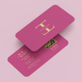 Logo E Monogram Modern Pink Gold Elegant Visitenkarte