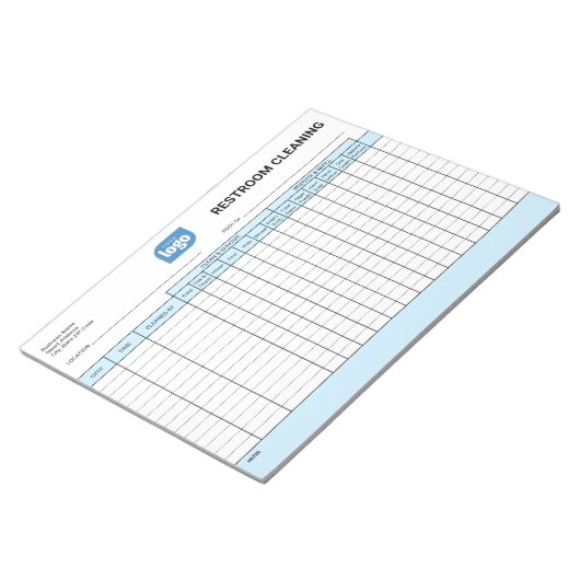 Logo Editable Office Restroom Cleaning Log Notepad Notizblock (angewinkelt)