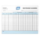 Logo Editable Office Restroom Cleaning Log Notepad Notizblock (Vorderseite)