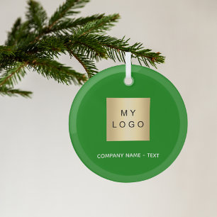 Logo eines grünen Unternehmens Ornament Aus Glas