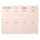 Logo Einfach Girly Blush Pink Wochenplaner Notizblock (Vorderseite)