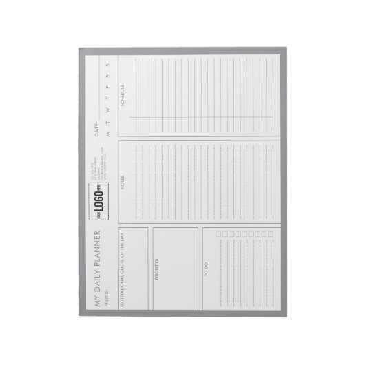 Logo Einfach Gray Undated Daily Planner Notizblock (Rotiert)