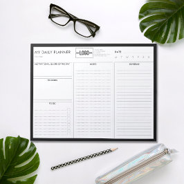 Logo Einfach Schwarzweiß-Basic-Tagesplaner Notizblock