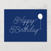 Logo einfach Skript Navy Blue Business Geburtstag Postkarte (Vorderseite)