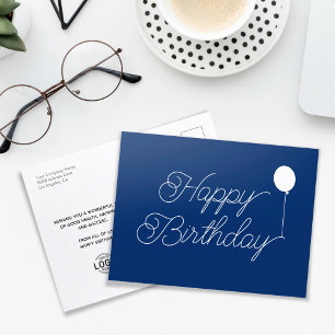 Logo einfach Skript Navy Blue Business Geburtstag Postkarte
