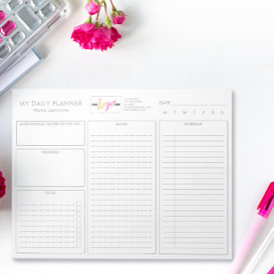 Logo Einfach Weiß Moderner, unmoderner Tagesplaner Notizblock