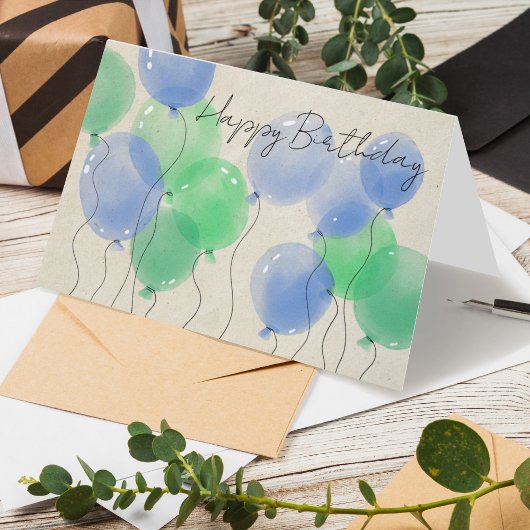 Logo Einfache Aquarellballons Business Geburtstag Karte