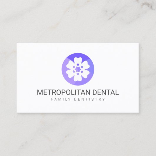 Logo "Einzigartige Dentist Lila Tooth Blume" Visitenkarte (Vorderseite)