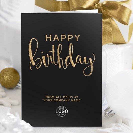 Logo Elegante Imitats Gold Black Happy Geburtstag Karte