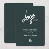 Logo Elegante Moderne Weihnachtskarte Feiertagskarte (Vorne/Hinten)