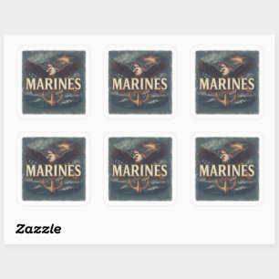 Logo-Emblem für Marine Corps Veteranen Quadratischer Aufkleber