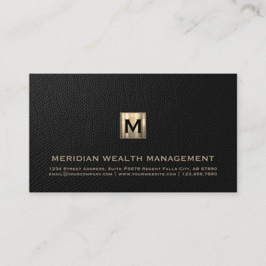 Logo-Emblem für Schwarz und Gold Monogram Visitenkarte (Vorderseite)