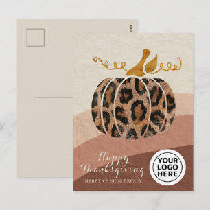Logo-Erntedank Boho Leopard Pumpkin Feiertagspostkarte