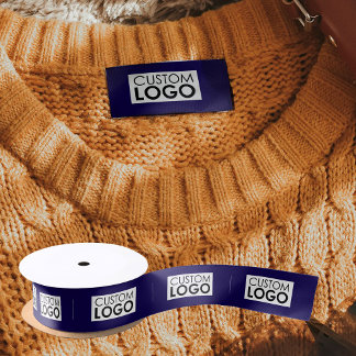 Logo-Etiketten Kleidungs-Tags Handmade Blau Aufnäh Satinband