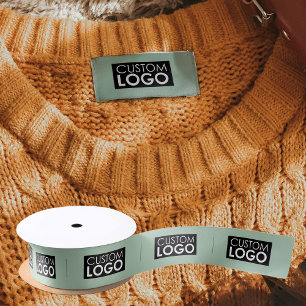 Logo-Etiketten Kleidungs-Tags Handmade Grün Aufnäh Satinband