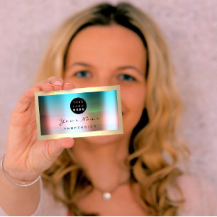 Logo Eyelash Makeup Artist Haare Rose Gerahmt Ombr Visitenkarte