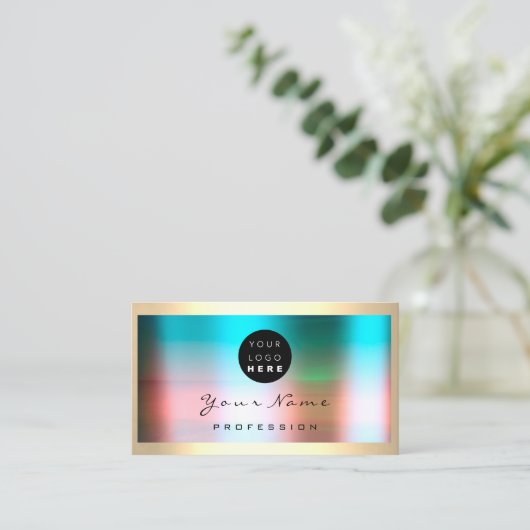 Logo Eyelash Makeup Artist Haare Rose Gerahmt Ombr Visitenkarte (Stehend Vorderseite)